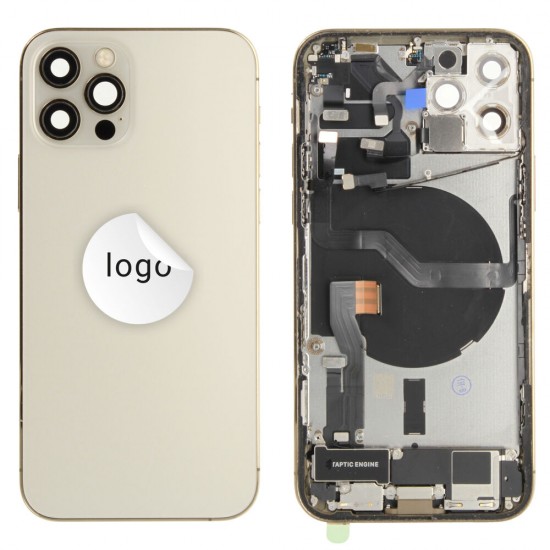 Rear cover incl. small parts (Pulled C) - Gold, For iPhone 12 Pro Rear cover incl. small parts (Pulled C) - Gold, For iPhone 12 Pro