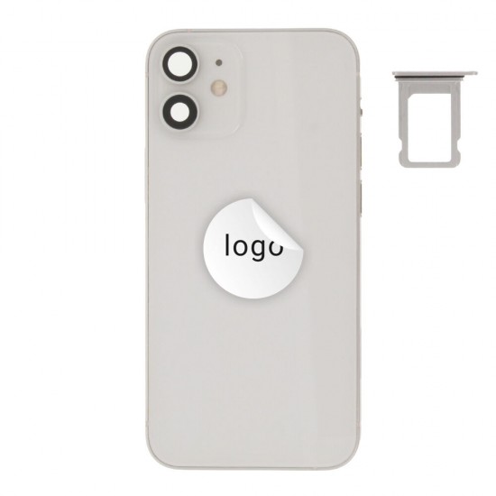 Rear cover incl. small parts (Pulled C) - White, For iPhone 12 mini