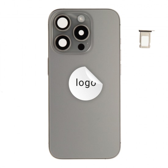 Rear cover incl. small parts (Pulled A) - Grey, For iPhone 15 Pro Rear cover incl. small parts (Pulled A) - Grey, For iPhone 15 Pro