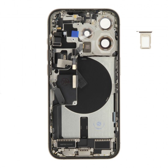 Rear cover incl. small parts (Pulled A) - Grey, For iPhone 15 Pro Rear cover incl. small parts (Pulled A) - Grey, For iPhone 15 Pro