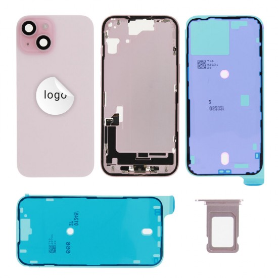 Rear cover incl. small parts (Pulled A) - Pink, For iPhone 15
