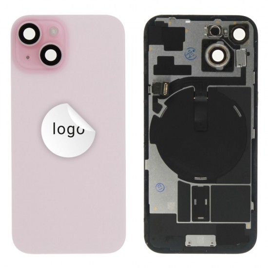 Rear cover incl. small parts (Pulled A) - Pink, For iPhone 15