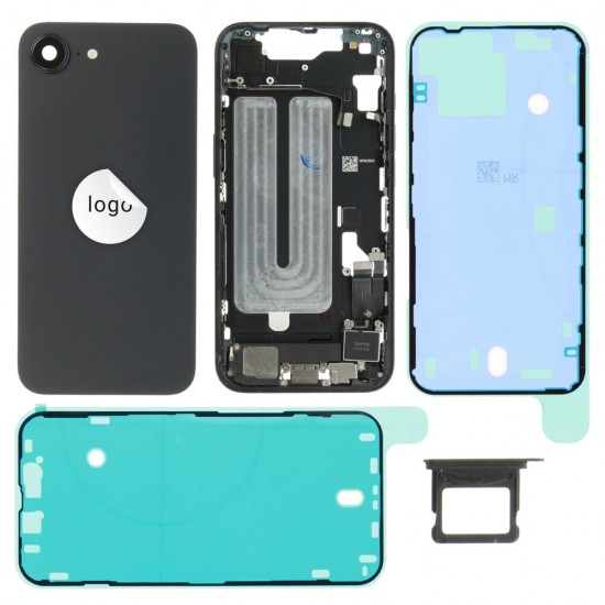 Rear cover incl. small parts (Pulled A) - Black, For iPhone 16e Rear cover incl. small parts (Pulled A) - Black, For iPhone 16e
