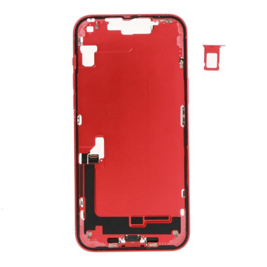 Middle frame incl. small parts (Pulled A)  - Red, For iPhone 14 Plus