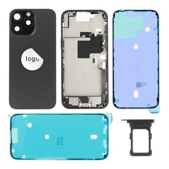 Rear cover incl. small parts (Pulled B) - Black, For iPhone 16 Pro Max Rear cover incl. small parts (Pulled B) - Black, For iPhone 16 Pro Max