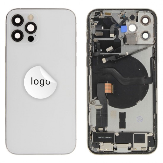 Rear cover excl. small parts (Pulled A) - Silver, For iPhone 12 Pro