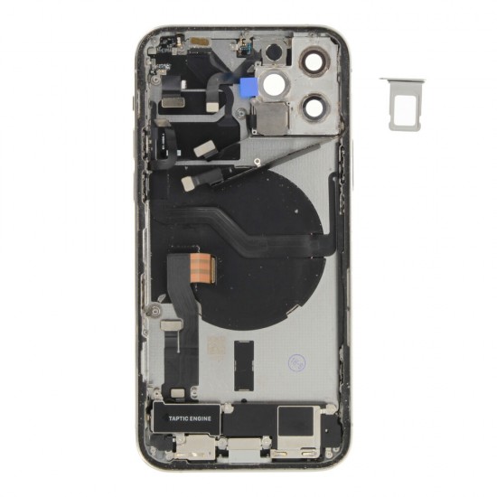 Rear cover excl. small parts (Pulled A) - Silver, For iPhone 12 Pro