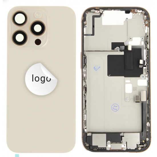 Rear cover incl. small parts (Pulled B) - Desert Titanium, For iPhone 16 Pro