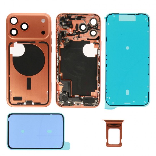 Middle frame incl. small parts (Pulled A)  - Orange, For iPhone 17 Pro Max