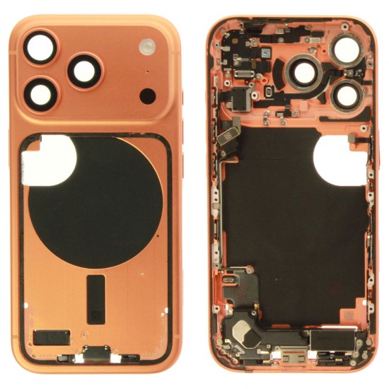 Middle frame incl. small parts (Pulled B)  - Orange, For iPhone 17 Pro