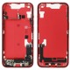 Middle frame incl. small parts (Pulled C)  - Red, For iPhone 14