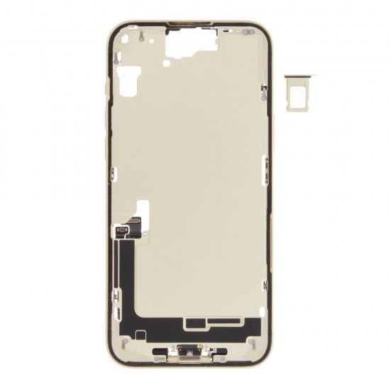 Middle frame incl. small parts (Pulled C) - Yellow, For iPhone 15 Plus Middle frame incl. small parts (Pulled C) - Yellow, For iPhone 15 Plus