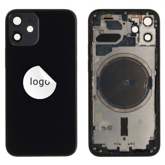 Rear cover excl. small parts (Pulled A) - Black, For iPhone 12 mini Rear cover excl. small parts (Pulled A) - Black, For iPhone 12 mini