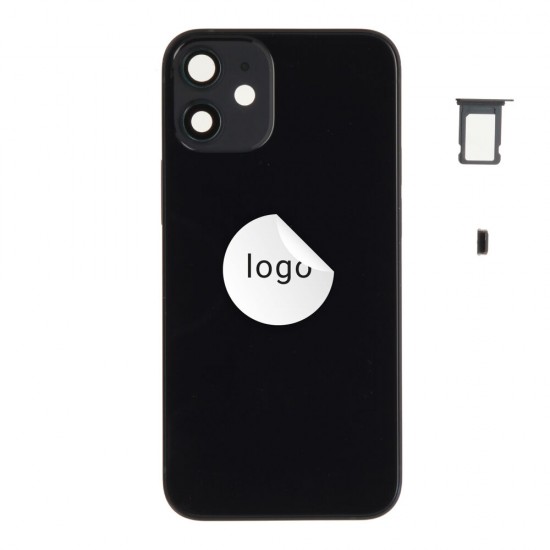 Rear cover excl. small parts (Pulled A) - Black, For iPhone 12 mini Rear cover excl. small parts (Pulled A) - Black, For iPhone 12 mini