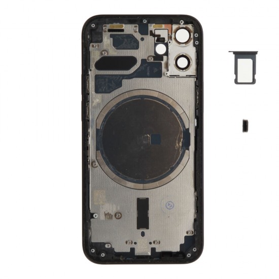 Rear cover excl. small parts (Pulled A) - Black, For iPhone 12 mini Rear cover excl. small parts (Pulled A) - Black, For iPhone 12 mini