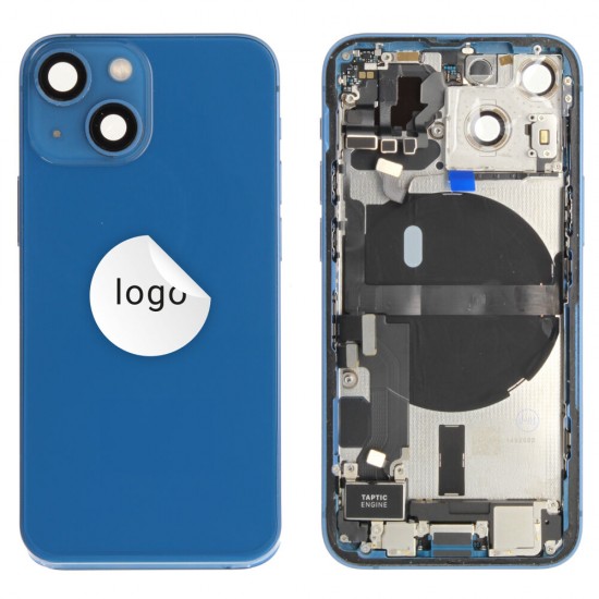 Rear cover incl. small parts (Pulled B) - Blue, For iPhone 13 mini
