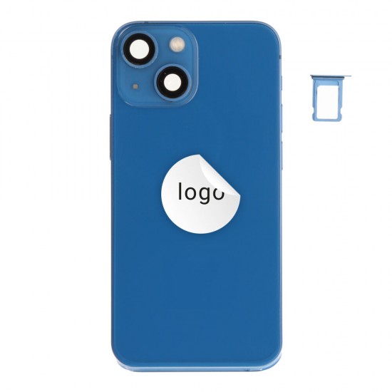 Rear cover incl. small parts (Pulled B) - Blue, For iPhone 13 mini