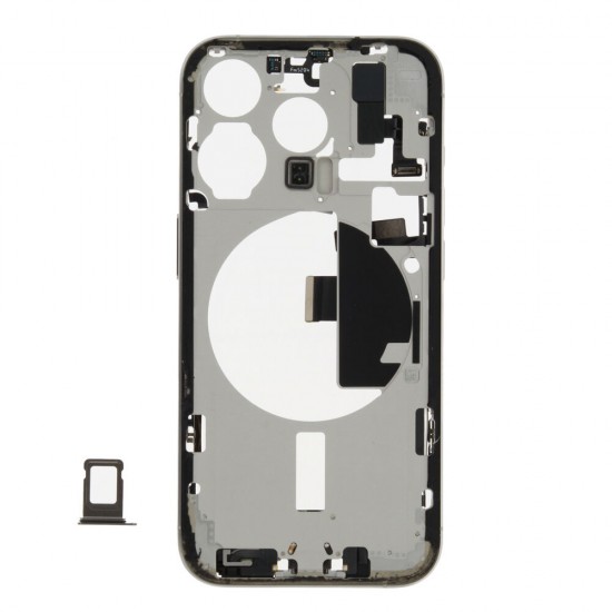 Middle frame incl. small parts (Pulled B)  - Grey, For iPhone 15 Pro