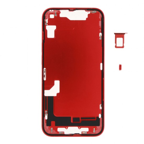 Middle frame excl. small parts (Pulled A) - Red, For iPhone 14 Middle frame excl. small parts (Pulled A) - Red, For iPhone 14