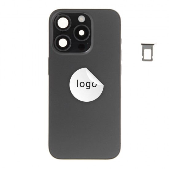 Rear cover incl. small parts (Pulled A) - Black, For iPhone 15 Pro