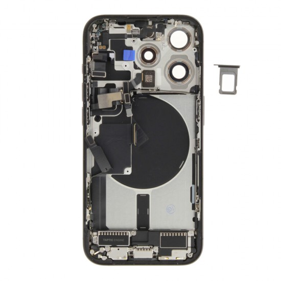 Rear cover incl. small parts (Pulled A) - Black, For iPhone 15 Pro