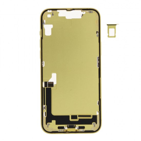 Middle frame incl. small parts (Pulled C) - Yellow, For iPhone 14 Plus Middle frame incl. small parts (Pulled C) - Yellow, For iPhone 14 Plus