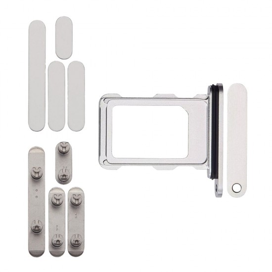 Keyset incl. simcard tray (Pulled) - White, For iPhone 16 Pro