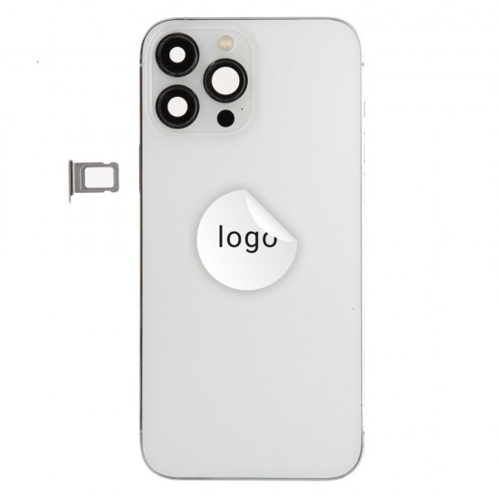 Rear cover incl. small parts (Pulled B) - Silver, For iPhone 13 Pro Max