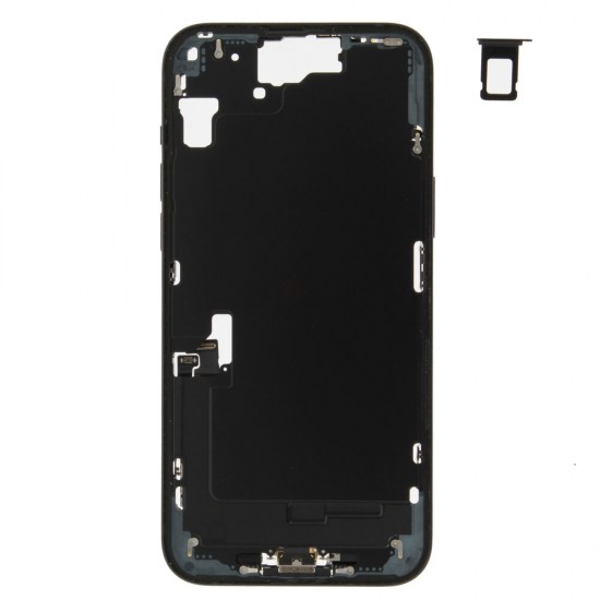 Middle frame incl. small parts (Pulled C) - Black, For iPhone 15 Plus Middle frame incl. small parts (Pulled C) - Black, For iPhone 15 Plus