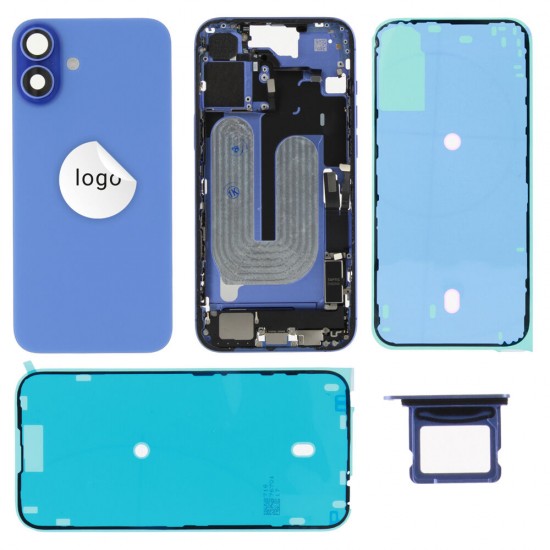 Rear cover incl. small parts (Pulled A) - Blue, For iPhone 16 Plus Rear cover incl. small parts (Pulled A) - Blue, For iPhone 16 Plus